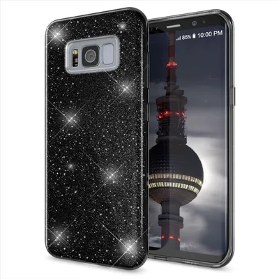Image de Samsung Galaxy S8 Plus Housse téléphone portable par NALIA, Glitter Silikon Cover Case Protection Noir