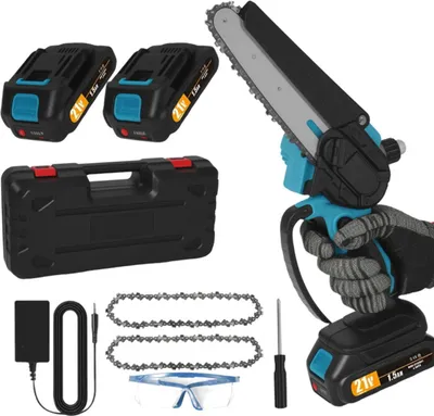 Image de Tronçonneuse électrique, lame de 15 cm, moteur puissant, 2 batteries