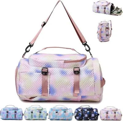 Produktbild von Sporttasche für Mädchen, große Einhorn-Reisetasche, Weekender-Tasche, Strandtasche mit Schuhfach und Fach für nasse Kleidung, Rosa, 43 x 26 x 25 cm