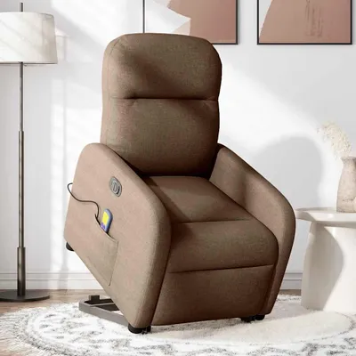 Produktbild von vidaXL Elektrischer Massagesessel mit Aufstehhilfe Braun Stoff