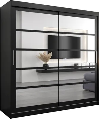Produktbild von Kleiderschrank, Schiebetürenschrank Schlafzimmer, Schrank mit Spiegel ROMA 2 200 cm