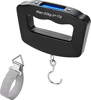 Immagine prodotto di Bilancia per bagagli 50 kg elettronica appesa valigia retroilluminata display LCD bilancia pesce gancio viaggio casa all'aperto
