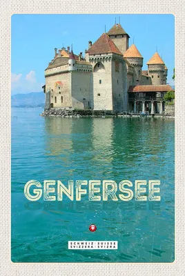 Produktbild von vianmo Holzschild 18x12 cm Genfersee Sommer schwimmen Bildmotiv Reisemotiv Abenteuer Reisen