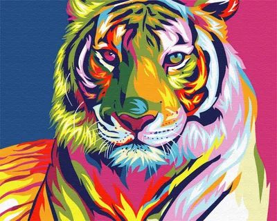 Malen nach Zahlen, bunter Tiger, 40x50 cm, DIY-Malset auf Leinwand