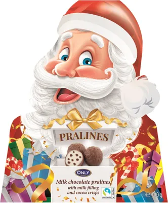 Produktbild von Weihnachtsmann Milchschokolade-Pralinen mit Milchcremefüllung & Kakao-Cerealien 100g