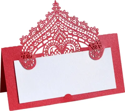 Image de 50 Counts Laser Cut Cartes de Table, 9cm Cartes de Table Pour Mariage Greenery Seating Cartes de Table Tente Blanche, Cartes de Nom Pliables(rouge)