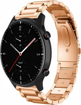 Produktbild von Strap-it Stahlarmband - Kompatibel mit Amazfit GTR 2 Armband Ersatzarmband Edelstahl - Gliederarmband mit Faltschließe - Hochwertiges Material - für Smartwatch 22mm Armband Rosa Gold