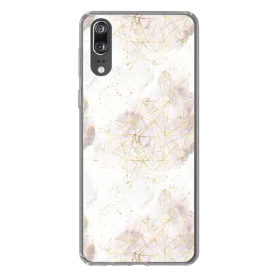 Produktbild von MuchoWow® Handyhülle Schutzhülle Hülle für Huawei P20 Marmor - Geometrie - Gold Silikon Softcase Handy Hülle - Hardcover