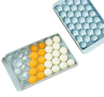 Obrázek produktu pro Forma na led s víkem, 33 kulatých kostek ledu, bez BPA, úsporná