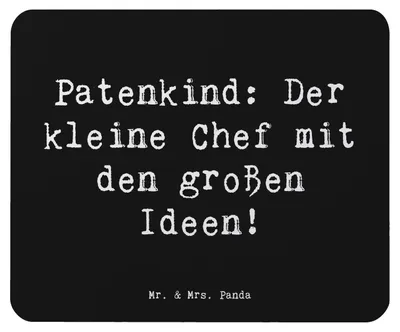 Produktbild von Mr. & Mrs. Panda Mouse Pad Spruch Patenkind Chef - Schwarz - Geschenk, Liebe, Weihnachten, Geschenke, Fürsorge, Familie, laptop mousepad, Handarbeit, Mauspad, Humor