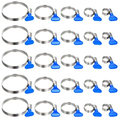 Image de 25 pièces de colliers de serrage en acier inoxydable, assortiment de 10 à 70 mm