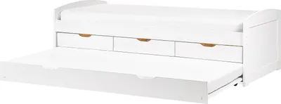 Obrázek produktu pro BELIANI Rozkládací rozkládací postel bílá borovicový rám jednolůžko 90 x 200 cm lamelový rošt výsuvná úložné zásuvky dětský pokoj ložnice