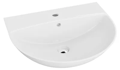 Zdjęcie produktu dla LAVITA Umywalka ścienna Corel | Okrągła umywalka ścienna | Umywalka z przelewem i otworem na baterię | Wykonana z wysokiej jakości porcelany | Umywalka | 56 x 47 x 19 cm | Biały połysk