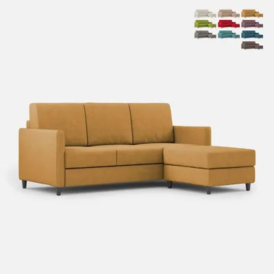 Produktbild von 3-Sitzer Sofa gepolstert in Stoff mit Hocker im modernen Stil Karay 180 - Kamel