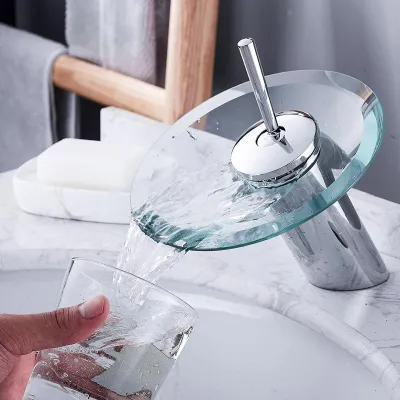 Produktbild von Wasserfall Waschbecken Wasserhahn 1 Griff Ein einzelnes Glas Basin -Leitungswasserschalter