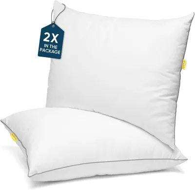 Image de Coussin cervical taille moyenne - 60x70 cm - Lot de 2 - Housse 100% coton avec rembourrage en microfibre - Orthopédique et ergonomique - Pour les problèmes de cou et de dos
