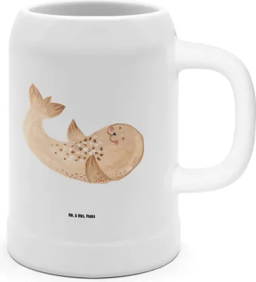 Produktbild von Mr. & Mrs. Panda Krug Robbe Liegen - Weiß - Geschenk, Tiere, Strand, Nordsee, Bierhumpen, Seehund, Seidel, Humpen, Robben, Ostsee, Bier, Steinkrug