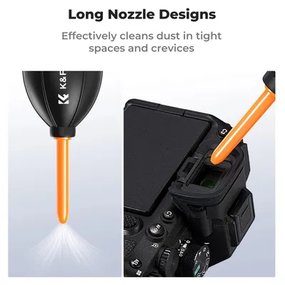 Zdjęcie produktu dla Urządzenie do czyszczenia obiektywów aparatu – dmuchawa – długie, precyzyjne końcówki – do obiektywów i matryc aparatów DSLR, lustrzanek i aparatów cyfrowych – ręczne usuwanie kurzu – długa dysza