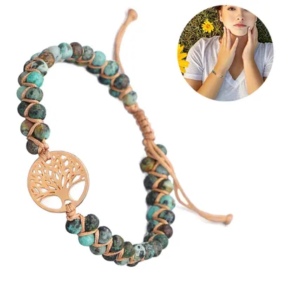 Produktbild von Damen Yoga Armband Edelstein Perlen Chakra Glücksarmband Damen Freundschaftsarmband Boho Hippie Schmuck Armband