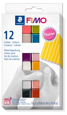Produktbild von Staedtler FIMO 8023 C, Modellierton, Schwarz, Blau, Kupfer, Gold, Perleffekt, Pink, Rose, Silber, Graubraun, Violett, 12 Stück(e), 12 Farben, 110 °C, 30 min