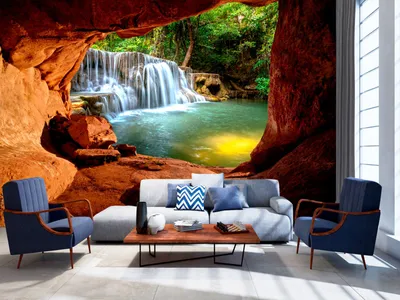 Produktbild von Vlies Fototapete Steine 400x280 cm Tapeten Wandtapete XXL Landschaft Natur Wasserfall c-C-0141-a-a