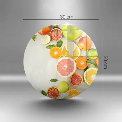 Produktbild von Glasschneideplatte - Herdabdeckplatte - fi30 cm -Schneidebrett - Spritzschutz - Obstzitrusfrüchte