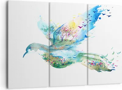 Produktbild von Bild auf Leinwand - Leinwandbild - Abstraktion Vogel Natur Bewegung - 105x70cm - Wand Bild - Wanddeko - Leinwanddruck - Bilder - Kunstdruck - Leinwand bilder - Wandkunst - CE105x70-3032