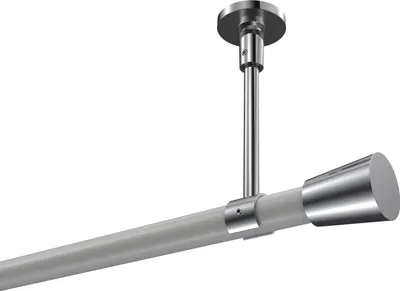 Produktbild von Interdeco Gardinenstange / Vorhangstange Weiß / Chrom, Typ Sonette Sitra (Konus) ohne Ringe, Deckenmontage, 20 mm Ø 1-läufig, 140 cm