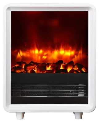 Image de Poêle électrique BALDERIA George – Puissance de chauffage jusqu'à 2 000 W, effet de flammes en 3D, blanc