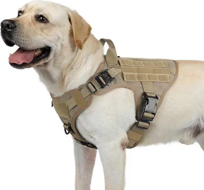 Produktbild von Famanu Hundegeschirr für große Hunde - Taktisches Hundegeschirr mit Handgriff - No-Pull Sicherheitsgeschirr, M, olivgrün