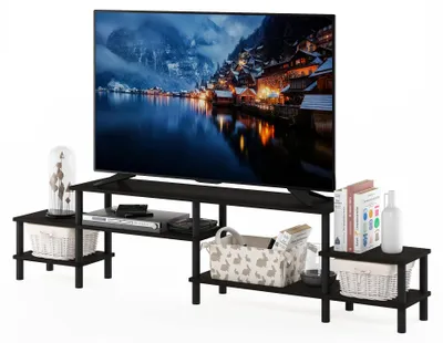 TV-Möbel bis 60 Zoll, Espresso, 198x47,2x34 cm, 5 Regale