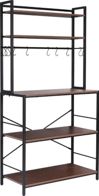 Produktbild von Famanu Küchenregal - Vintage Küchenschrank - Aufbewahrungsschrank - 5 Ebenen - Braun/Schwarz - Holz/Metall
