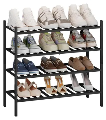Produktbild von Schuhregal Bambus 4 Ebenen 68.3x63.8 cm Schwarz