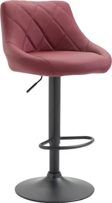 Obrázek produktu pro Stylová barová židle - stolička - čalounění Imitace kůže, otočná o 360°, výškově nastavitelná | barva: bordó červená | barva podstavce: černá