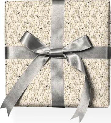 Produktbild von Zartes Natur Botanisches Geschenkpapier mit Bienen und Blüten, beige - G22131, 32 x 48cm