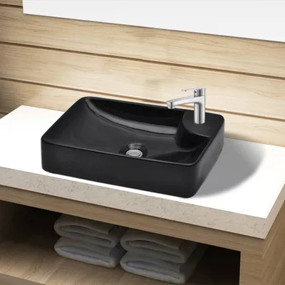 Produktbild von Keramik Waschbecken mit Hahnloch schwarz