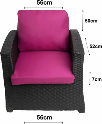 Immagine prodotto di 1 x cuscino da giardino per polyratanen cuscino di seduta 56x52x7+56x50 cuscino di schienale cuscino da esterno per sedie da giardino cuscino da giardino su mobili in rattan rosa