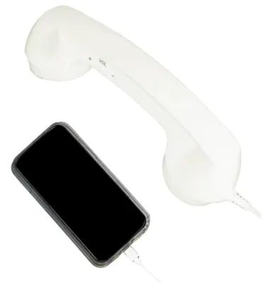 Produktbild von Retro-Telefonhörer, Plug-and-Play, Typ C, kabelgebunden, mit integrierten HiFi-Lautsprechern und Mikrofon, für Mobiltelefone, weiß