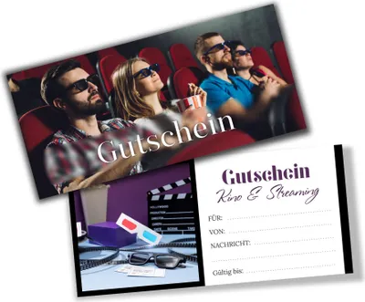 Produktbild von itenga Geschenkgutschein Fotodesign - Motiv KINO Postkarte zum Ausfüllen  21,0 x 9,8 cm