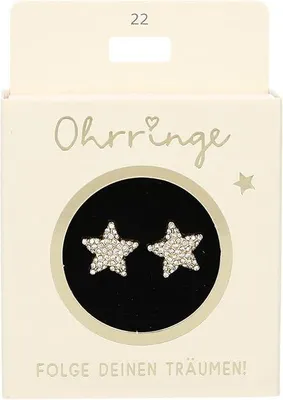 Produktbild von Depesche 13914.022 Glitzer Stecker-Ohrringe in Gold, mit Sterne Motiv und Glitzersteinen, als kleines Geschenk