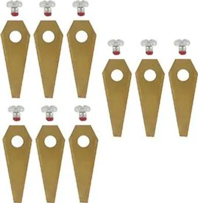 Image de Jeu de 9 lames avec revêtement en titane, adaptable aux tondeuses robotisées Bosch Indego. Remplace la pièce d'origine F016500321.