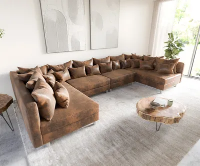 Produktbild von DELIFE Wohnlandschaft Clovis XL Braun Antik Optik Modulsofa