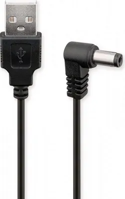 Produktbild von USB Strom Adapterkabel, A Stecker  Hohlstecker 5,5 x 2,1mm gewinkelt, schwarz - Länge: 1,50 m