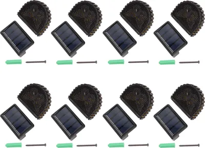 Imagen del producto de 8 juegos de lámparas solares LED, luces decorativas para pared, ideales para exteriores, patios y terrazas, con batería integrada