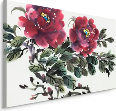 Produktbild von Fabelhafte Canvas LEINWAND BILDER 120x80 cm XXL Kunstdruck Blumen Flora Blätter Gemalt