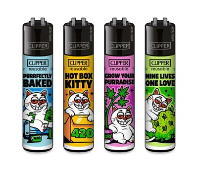 Produktbild von Clipper Feuerzeuge 4er Set Large 420 Catz