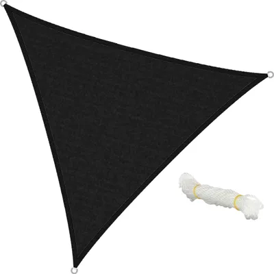 Produktbild von ECD Germany Sonnensegel Sonnenschutz 3,6x3,6x3,6m dreieck, Anthrazit, 100% HDPE, UV Schutz, wasserabweisend, wetterbeständig, atmungsaktiv, inkl. Befestigungsseile, Schattenspender für Terrasse, Balkon, Garten