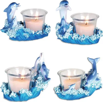 Produktbild von 4er Set Teelichter mit Delfinen 10cm