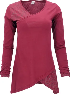 Produktbild von Hippie Minikleid Boho Chic, Tunika - Bordeaux, Damen, Rot, Baumwolle, Größe: M