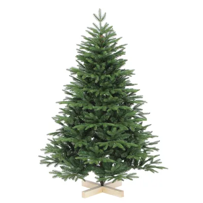 Produktbild von Salcar 150 cm Weihnachtsbaum Künstlich Tannenbaum Nordmanntanne mit Holzständer, mit 980 PE-Zweigen und 544 PVC-Zweigen